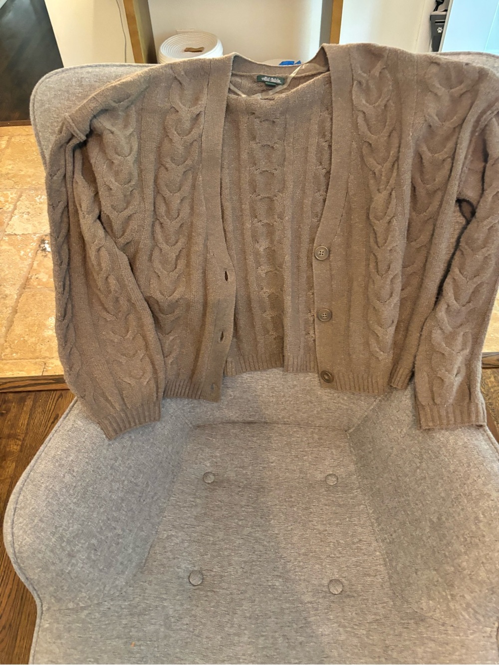 2/$30 Cable Knit womens Cardigan Sweater - Taupe